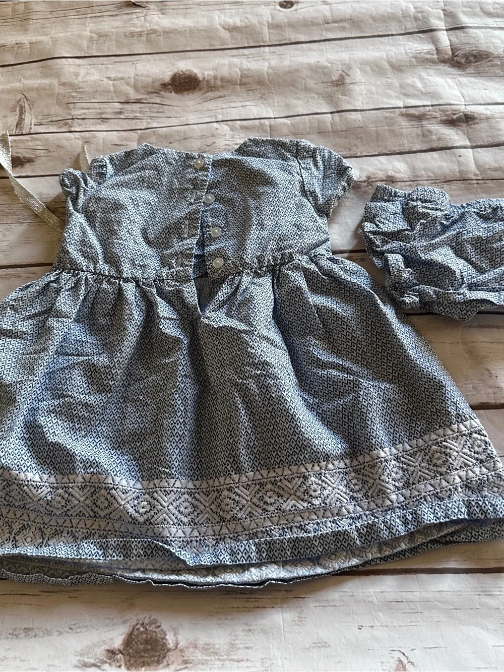 Baby Bgosh blue dress with geometric patterned vguc, size 18M